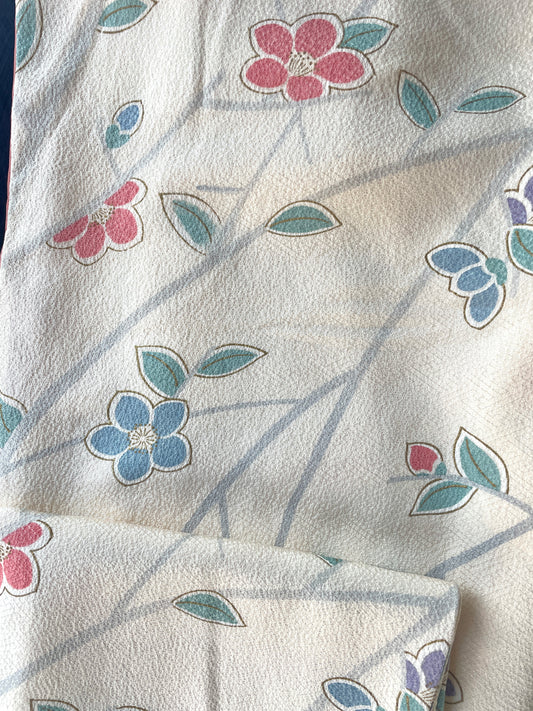 Kimono White with Kawaii Flowers