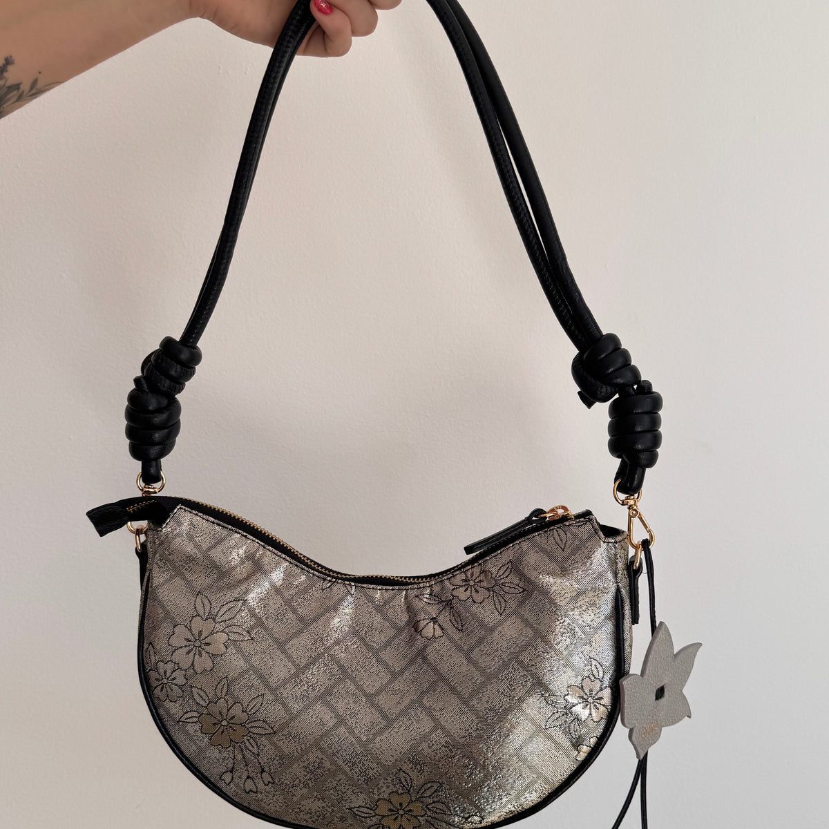 AIKO BAG Silver and Gold Sakura from Japanese Obi sash