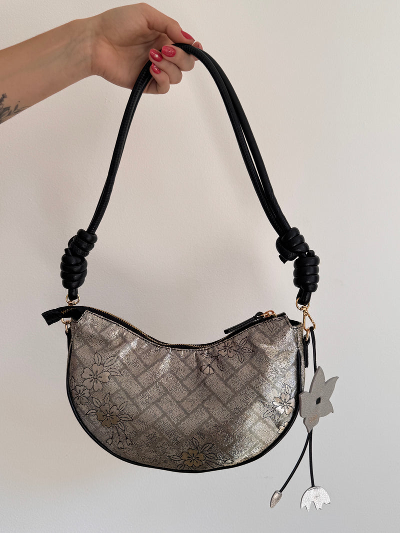 AIKO BAG Silver and Gold Sakura from Japanese Obi sash