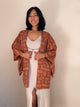 Haori Cinamon with Bricks in Silk - Closure attached