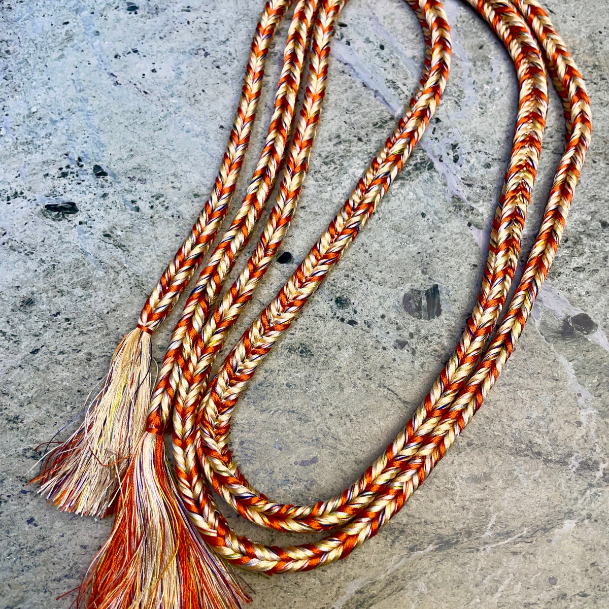 Obijime Belt Multicolored Braided in Silk