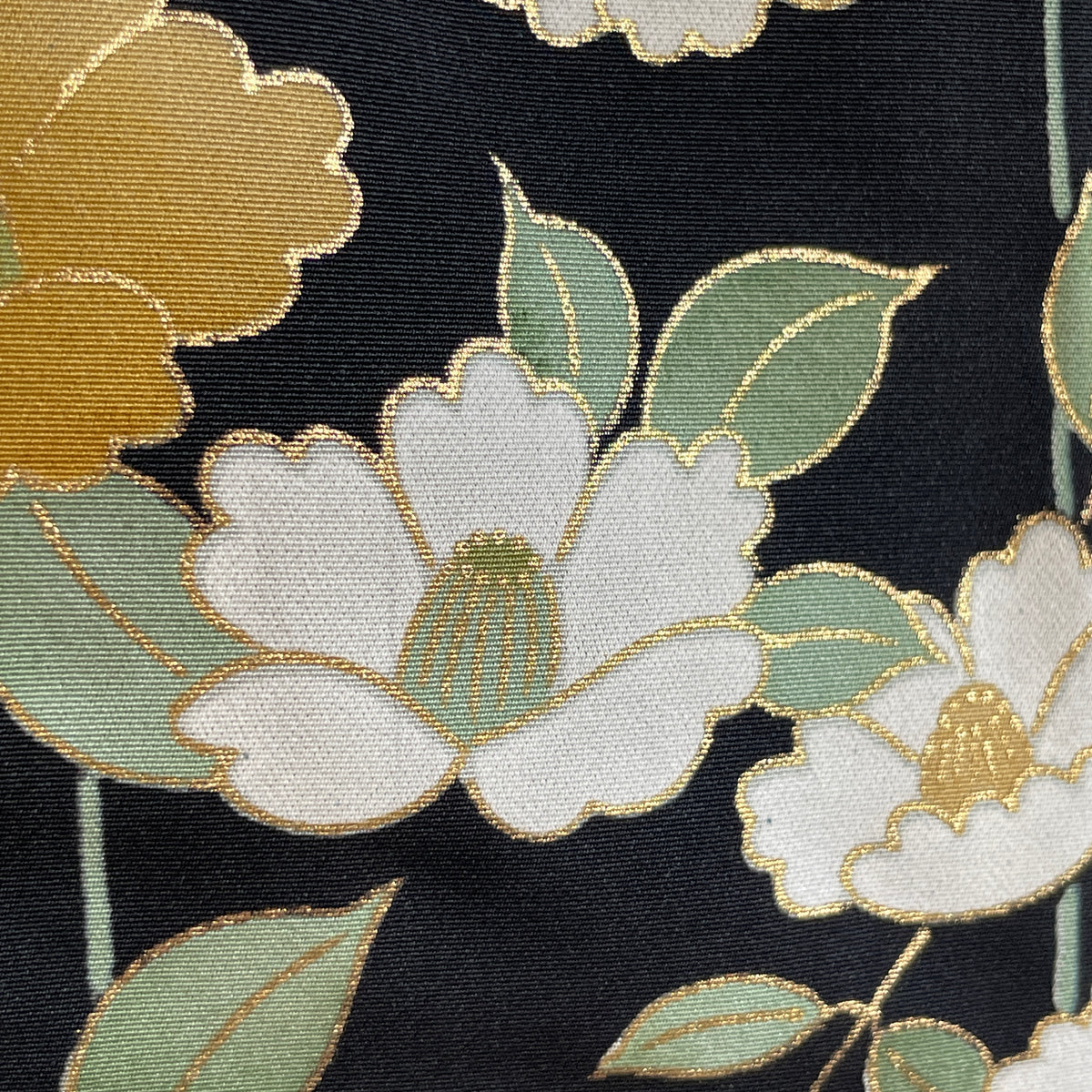 Haori Black with Painted Peonies in Silk