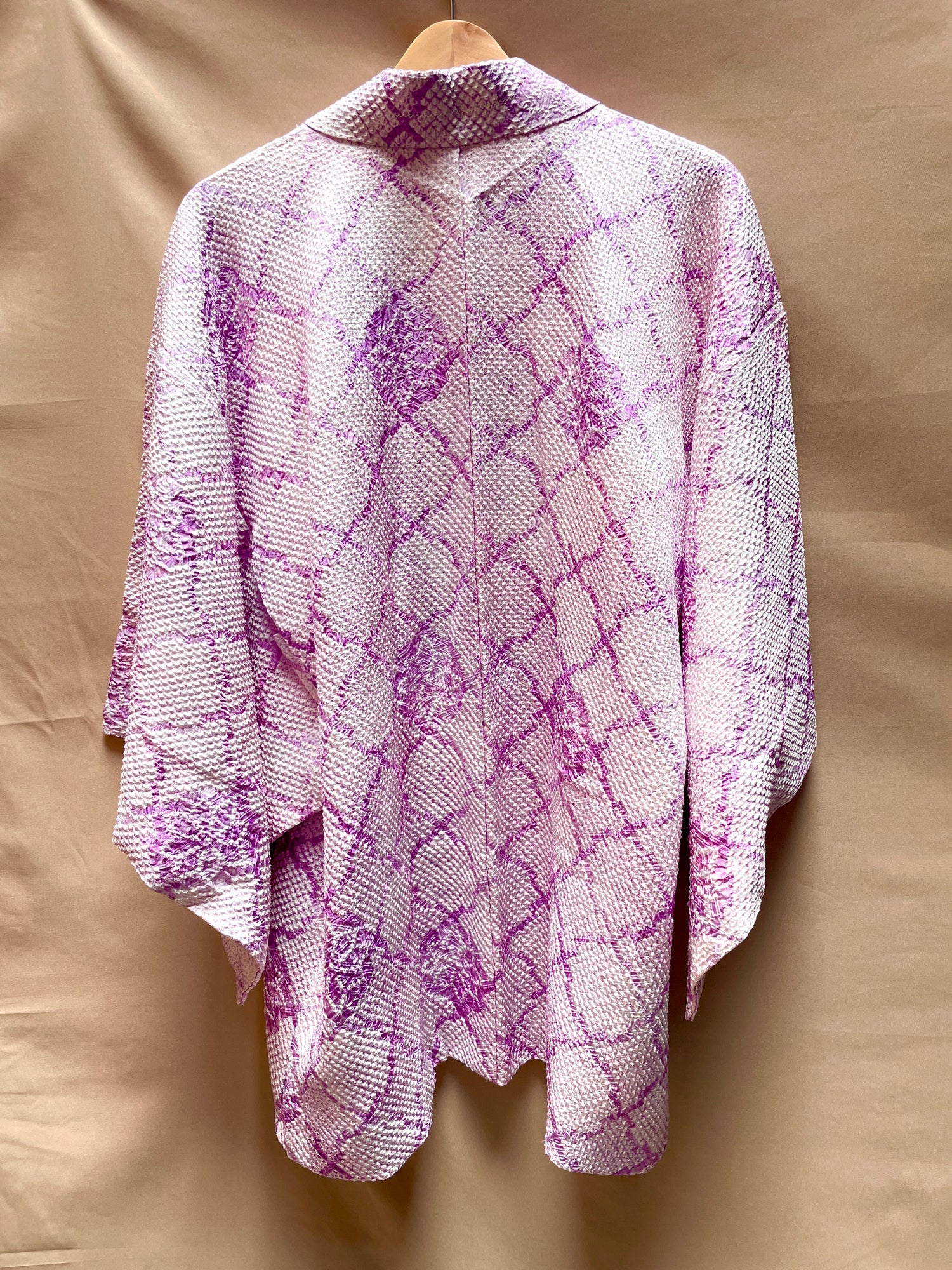 Haori Jacket Shibori Technique Lilac in Silk