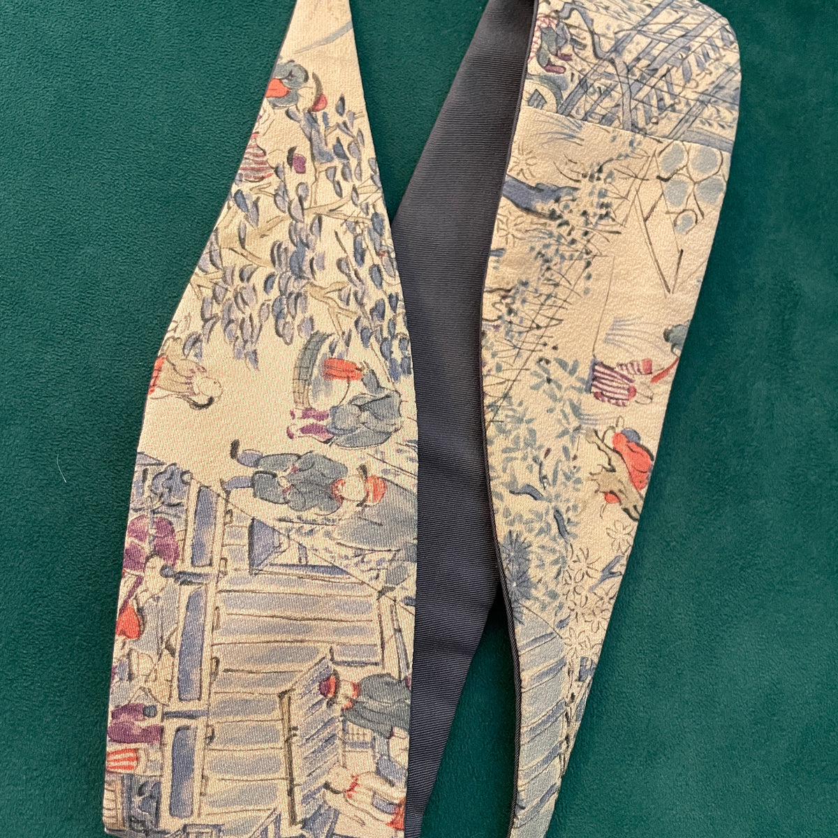 Kimono Belt Thin Mauve with Japanese Nature