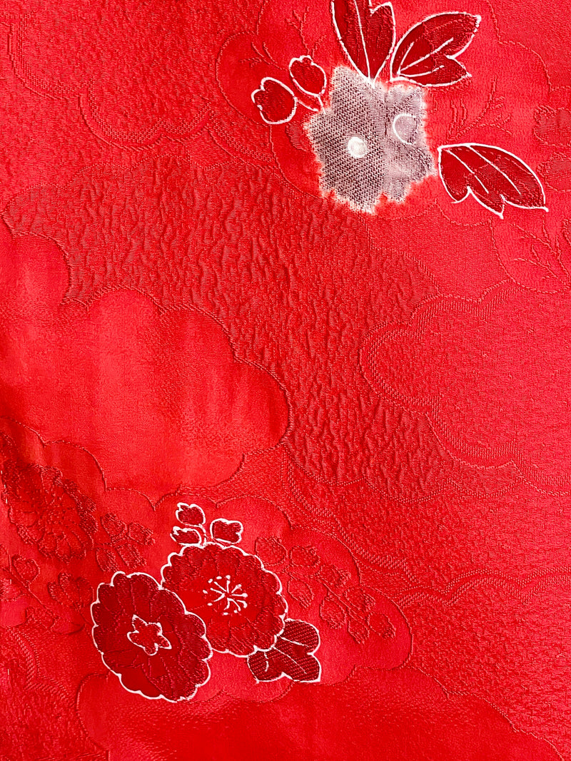 Haori Coral Pink with Hawaian Flowers in Silk