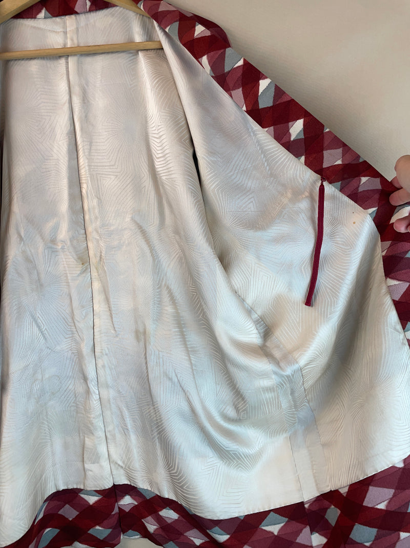 Haori Wine Checkered Watercolor