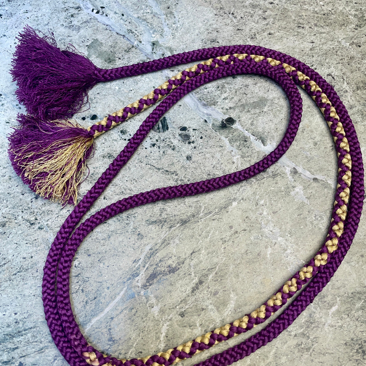 Obijime Round Purple and Gold in Silk