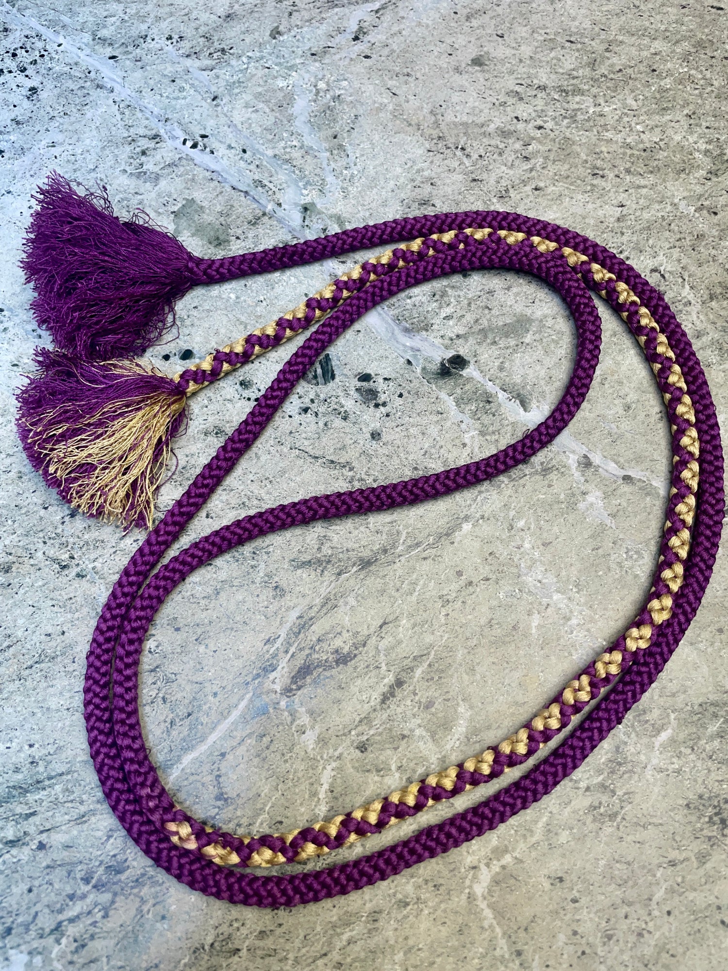 Obijime Round Purple and Gold in Silk