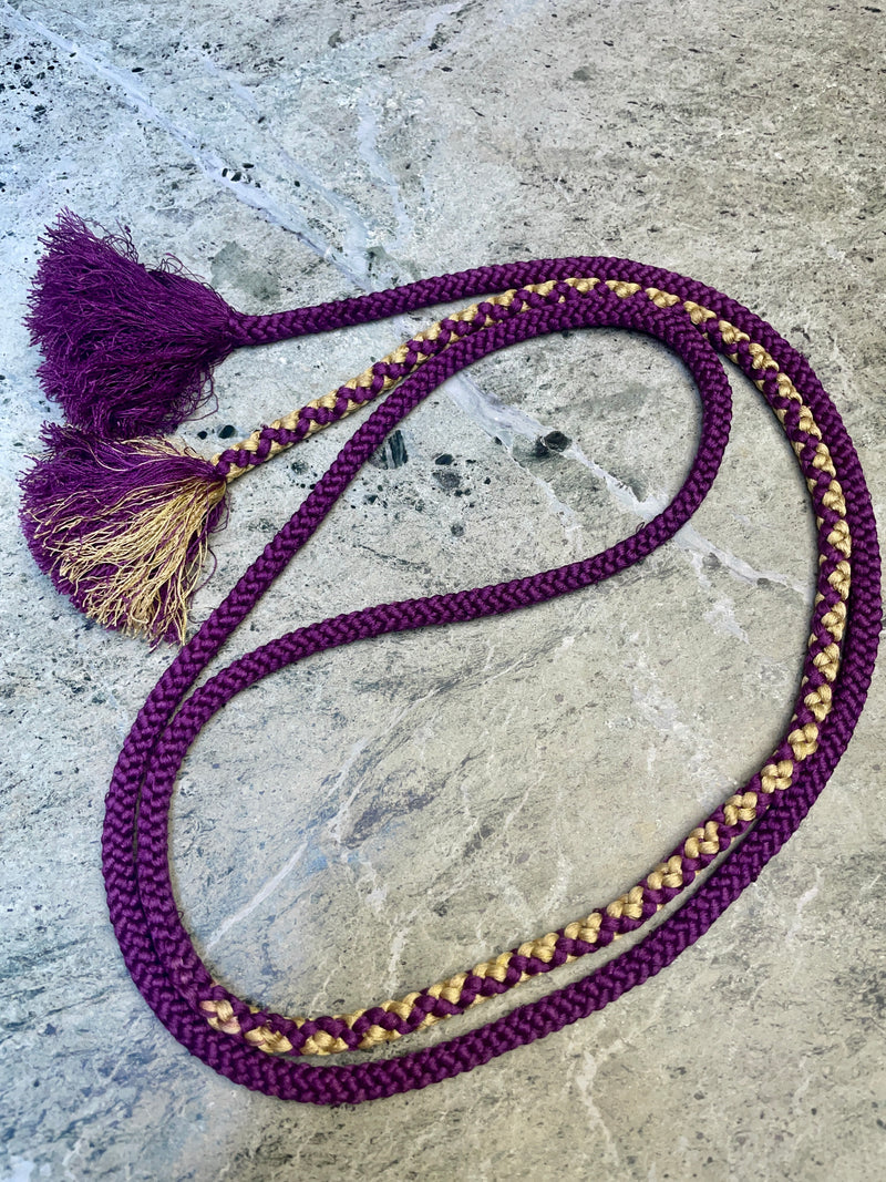Obijime Round Purple and Gold in Silk
