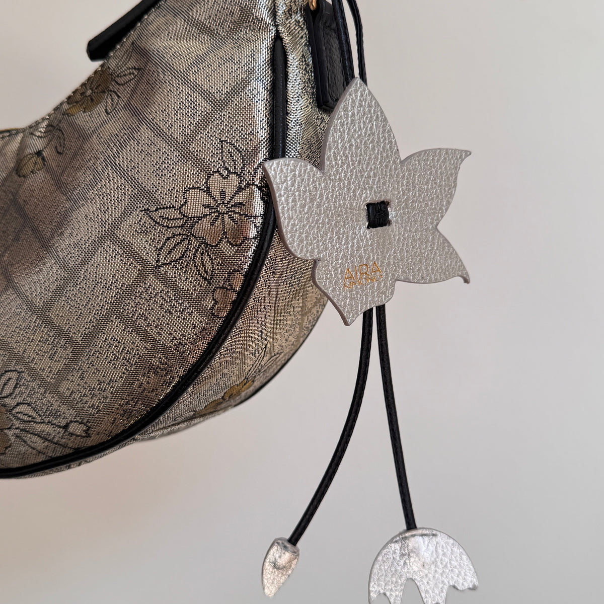 AIKO BAG Silver and Gold Sakura from Japanese Obi sash