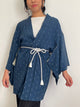 Haori Asahona Pattern in Dark Blue Silk
