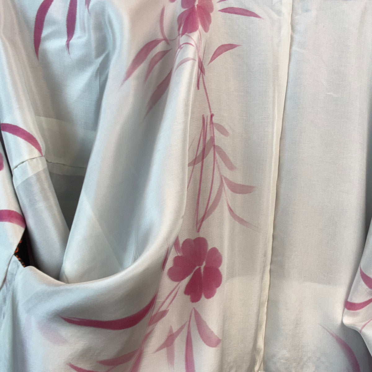 Haori Black and Orange Shibori Technique in Silk