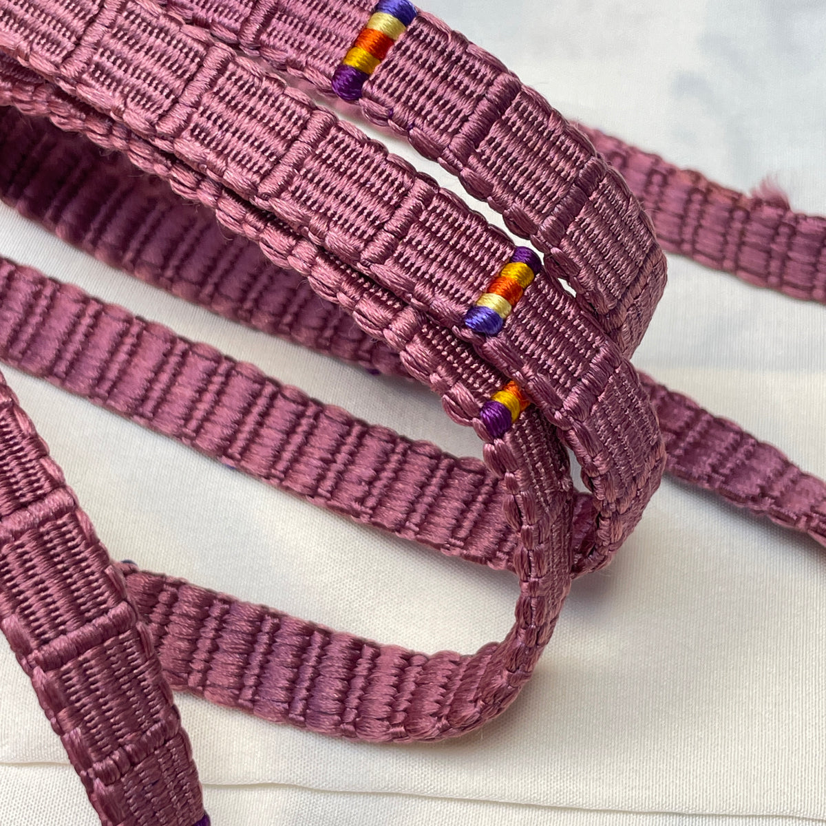 Obijime Belt Plum with Colorful Details in Silk