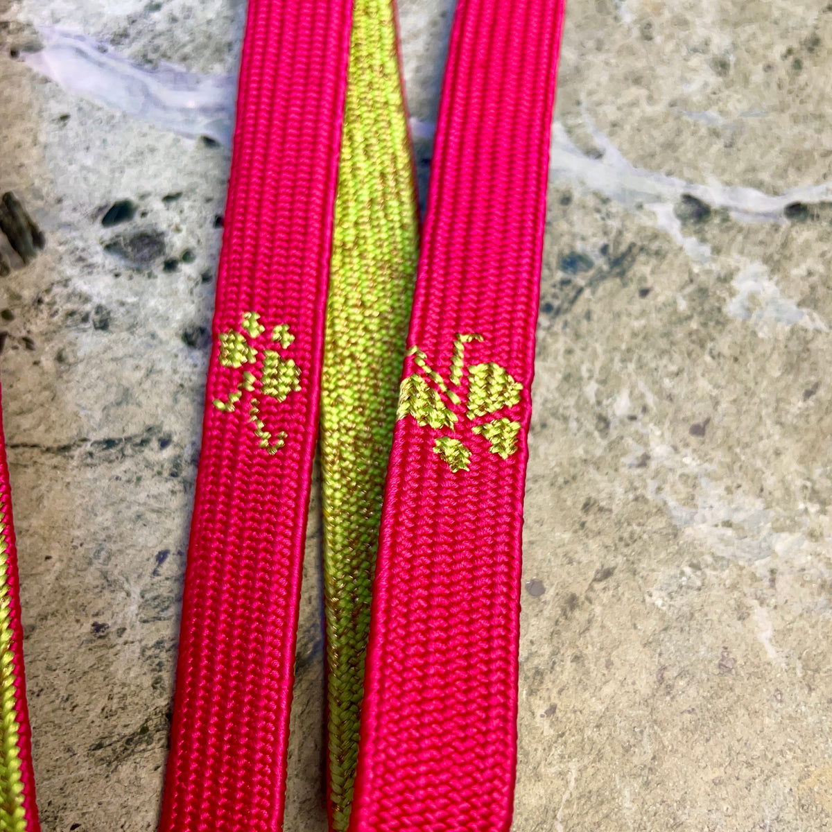 Obijime Belt Flat in Green Lime and Magenta in Silk