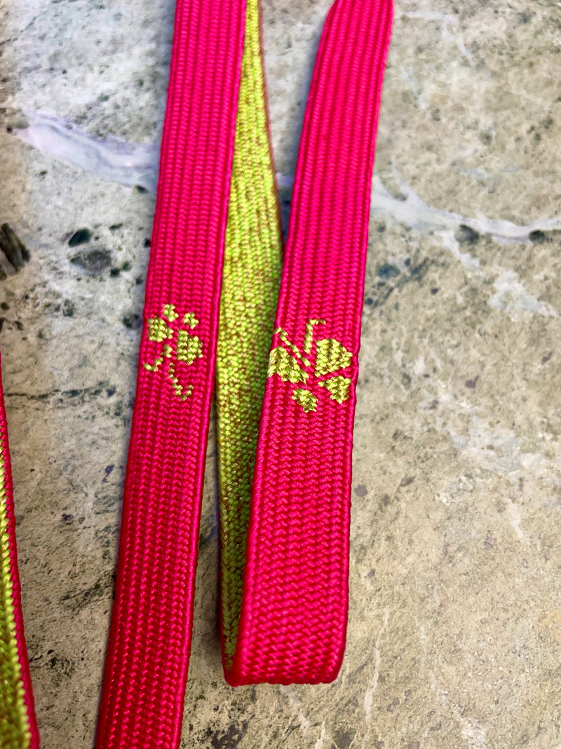 Obijime Belt Flat in Green Lime and Magenta in Silk