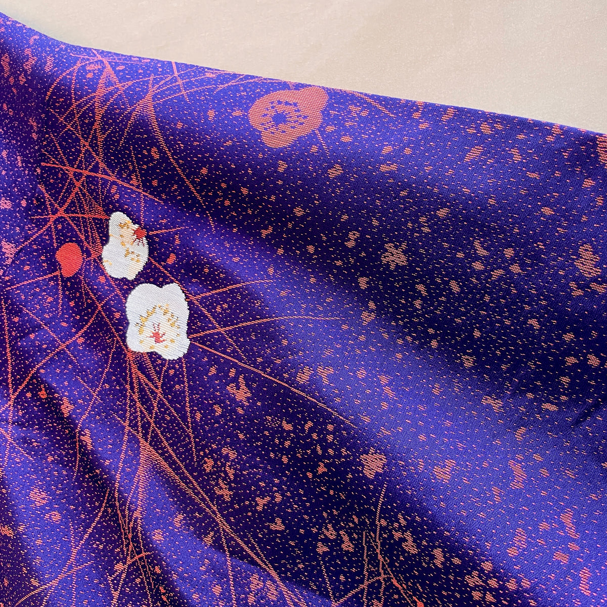 Haori Jacket Deep Purple Jacquard with Plum Flowers