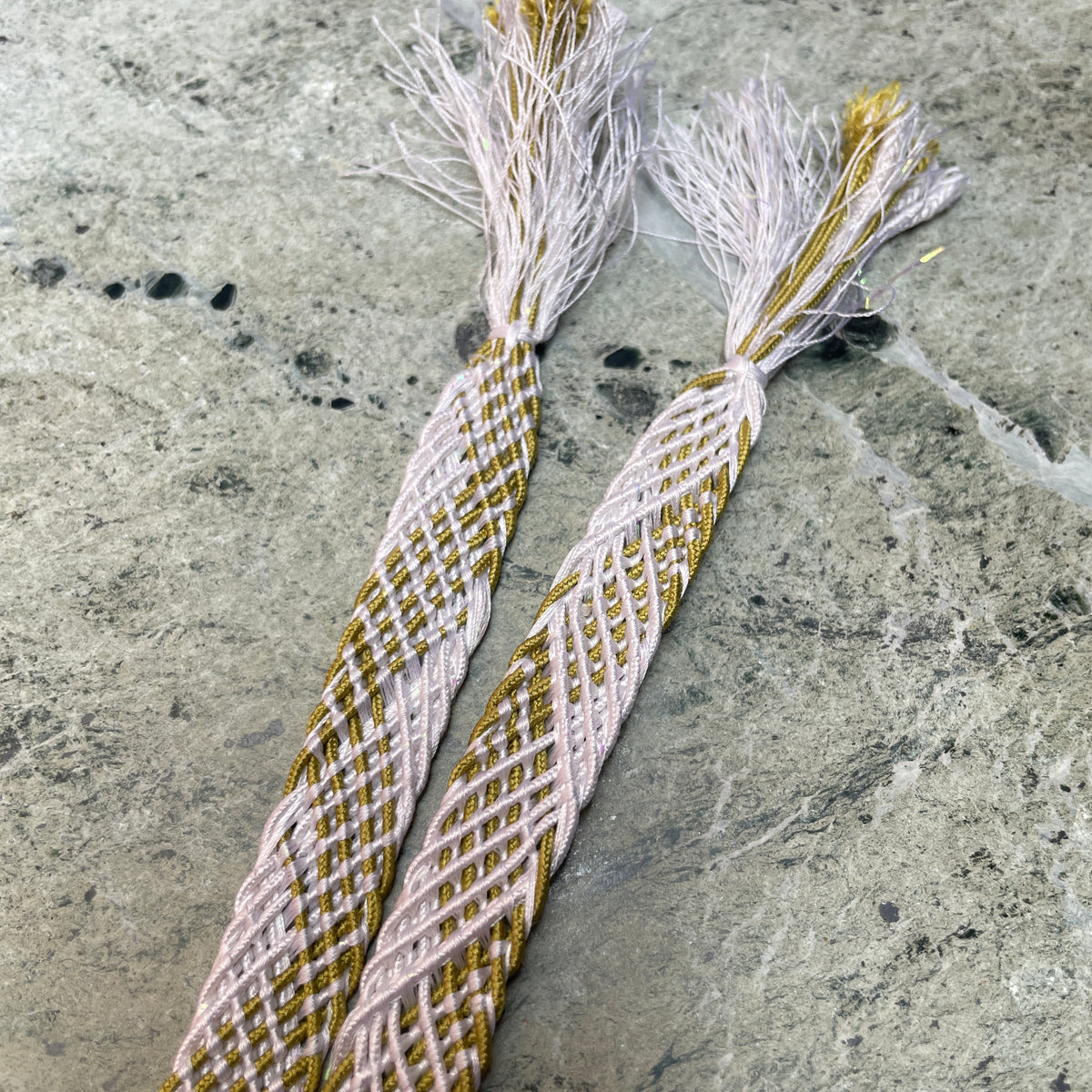 Obijime Flat Braided White and Olive Green
