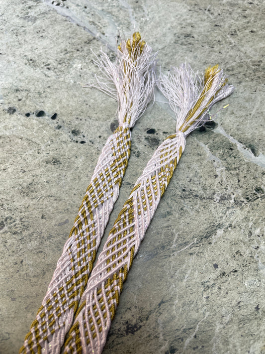 Obijime Flat Braided White and Olive Green