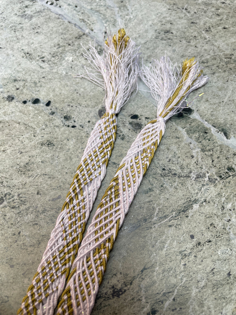 Obijime Flat Braided White and Olive Green