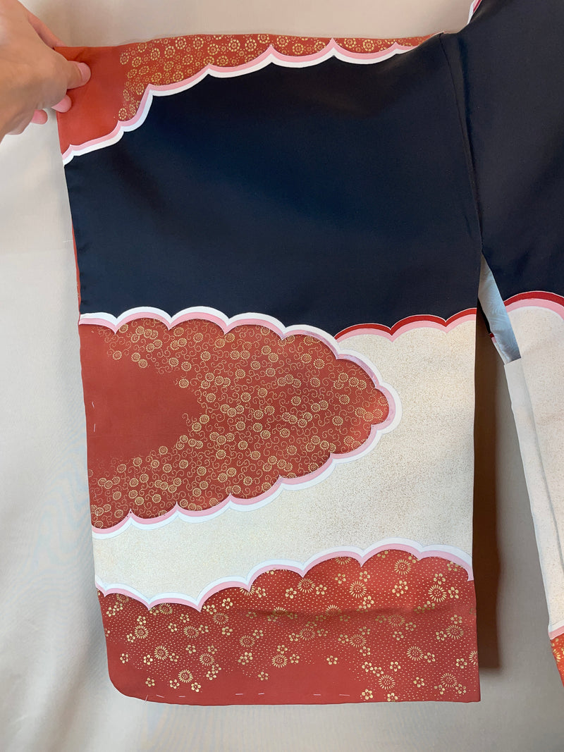 Haori Black and Pink Clouds