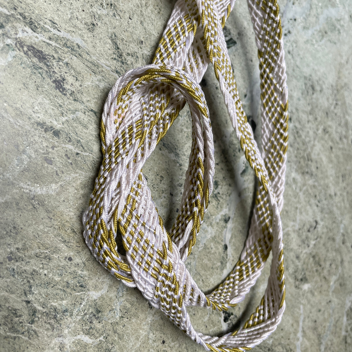 Obijime Flat Braided White and Olive Green