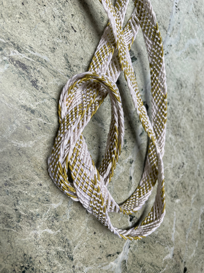 Obijime Flat Braided White and Olive Green