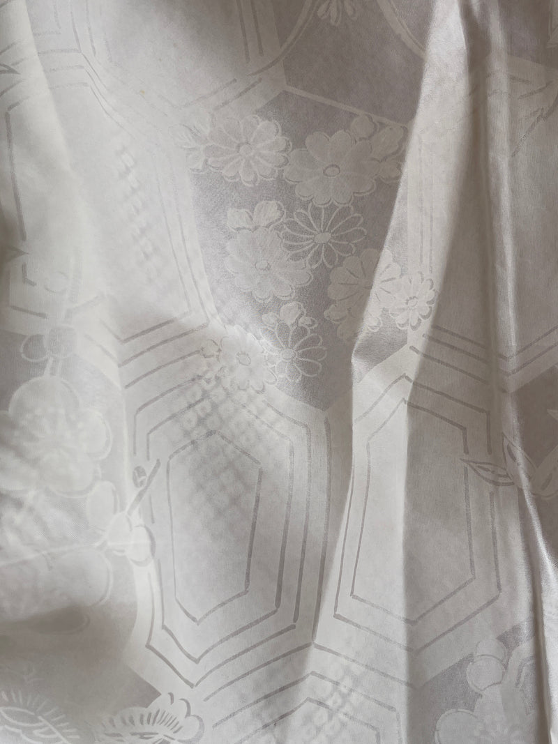 Haori Clouds Grey in Shibori Technique in Silk