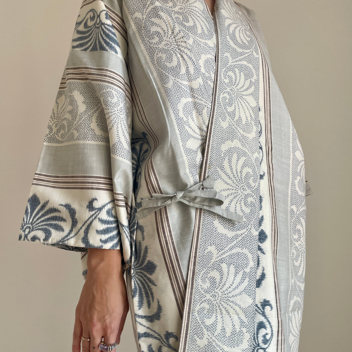 Haori Envelope Porcelain Blue Grey in Tsumugi Silk