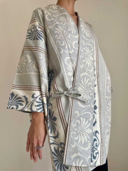 Haori Envelope Porcelain Blue Grey in Tsumugi Silk