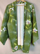 Haori Hand Painted Flowers in Green silk - SKU