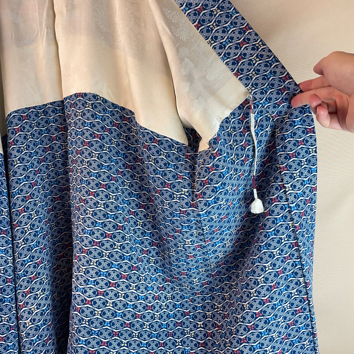 Haori Blue with Geometric Butterflies