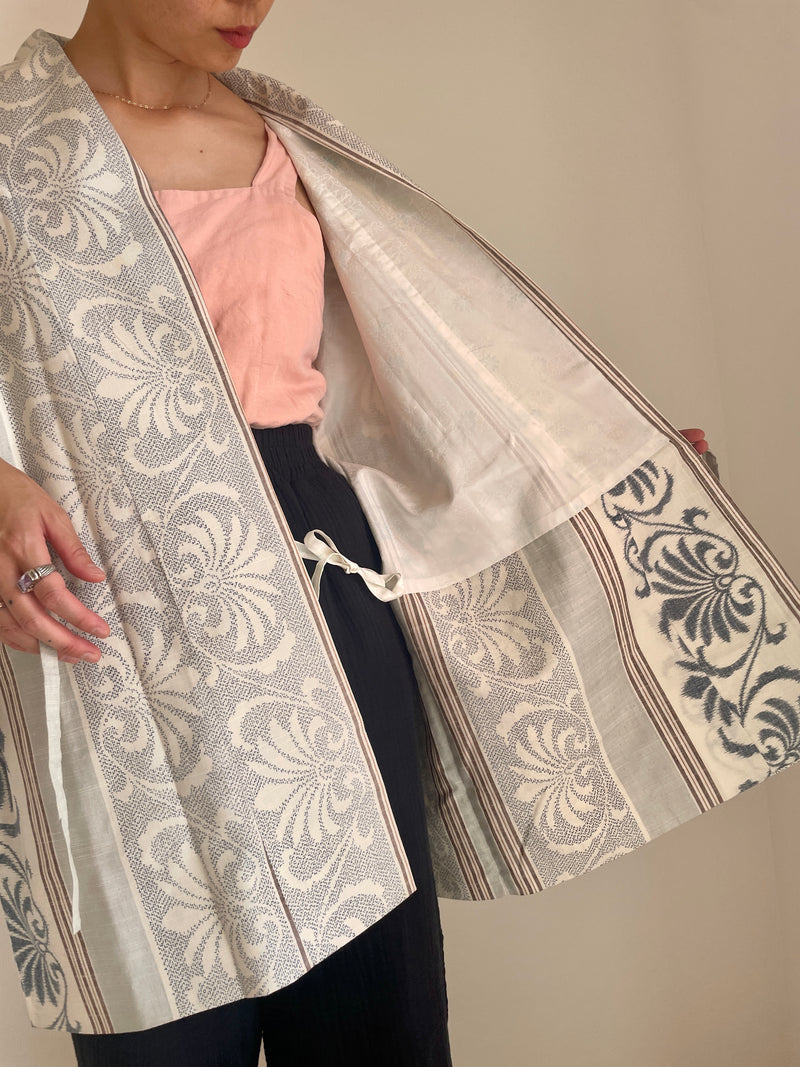 Haori Envelope Porcelain Blue Grey in Tsumugi Silk