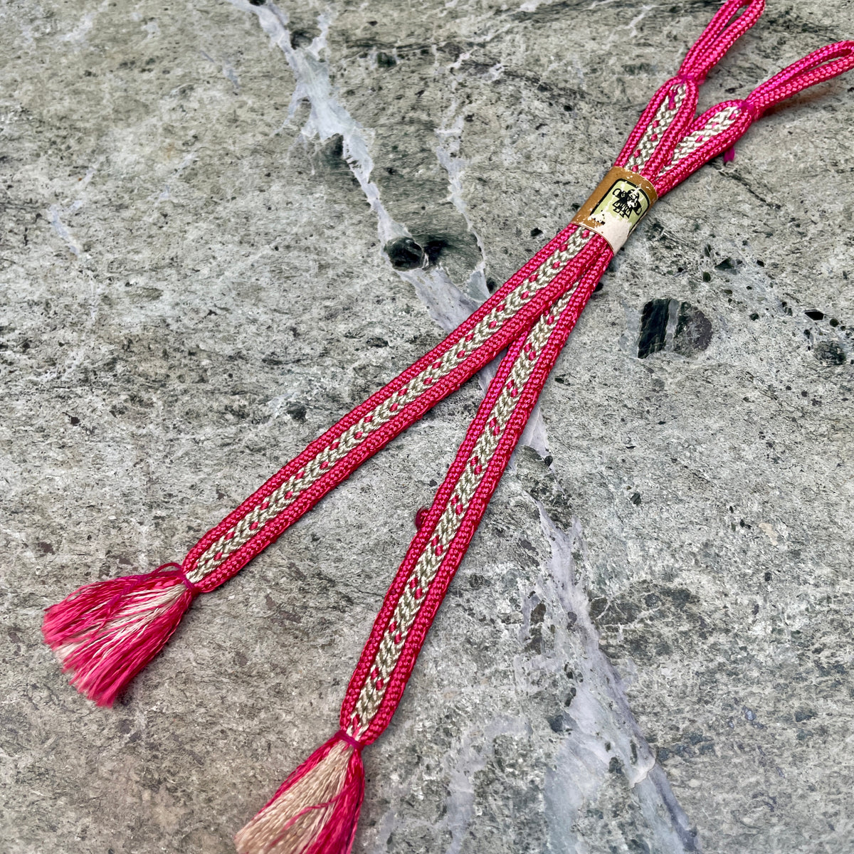 Haorihimo Belts Hot Pink and Gray in Silk (set of 2)