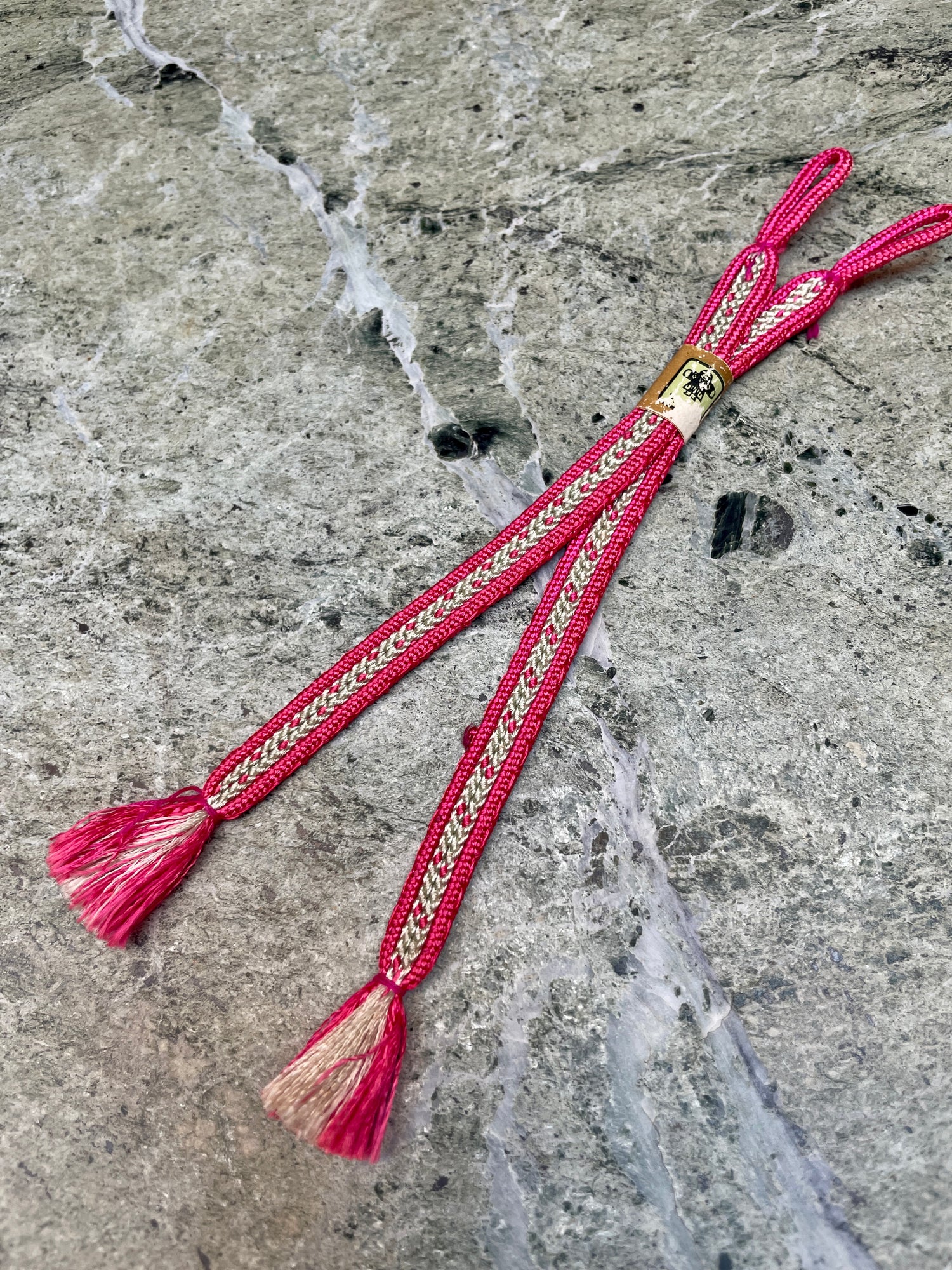 Haorihimo Belts Hot Pink and Gray in Silk (set of 2)