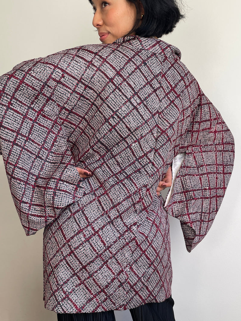 Haori in Shibori Technique Purple Silk