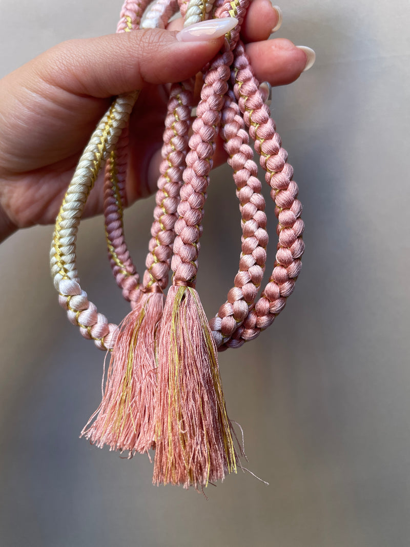 Obijime Belt Ombre Light Rose and Gold in Silk
