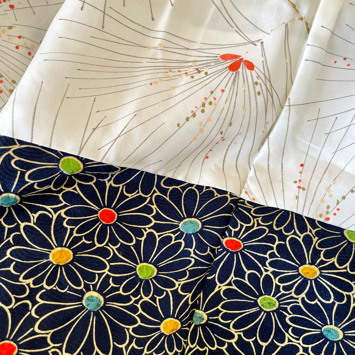 Haori Confetti Dark Blue with Flowers Pattern made in Shibori Technique in Silk