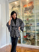 Haori Jacket Black and White Flowers Shibori in Silk