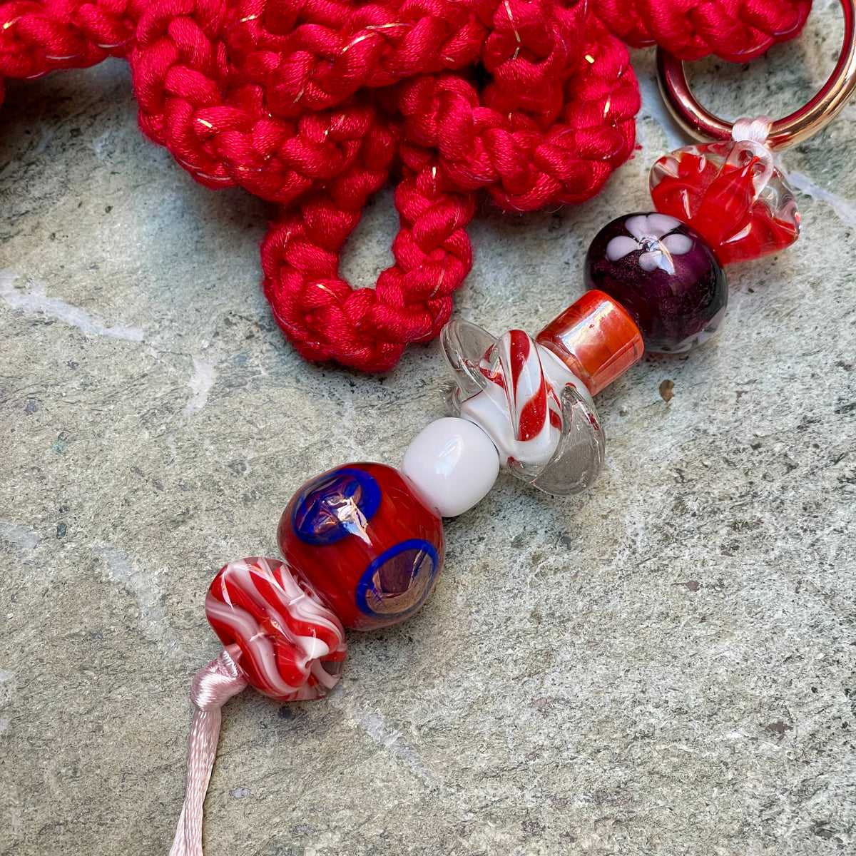 Obijime Bag Charm - Cherry Red In Silk