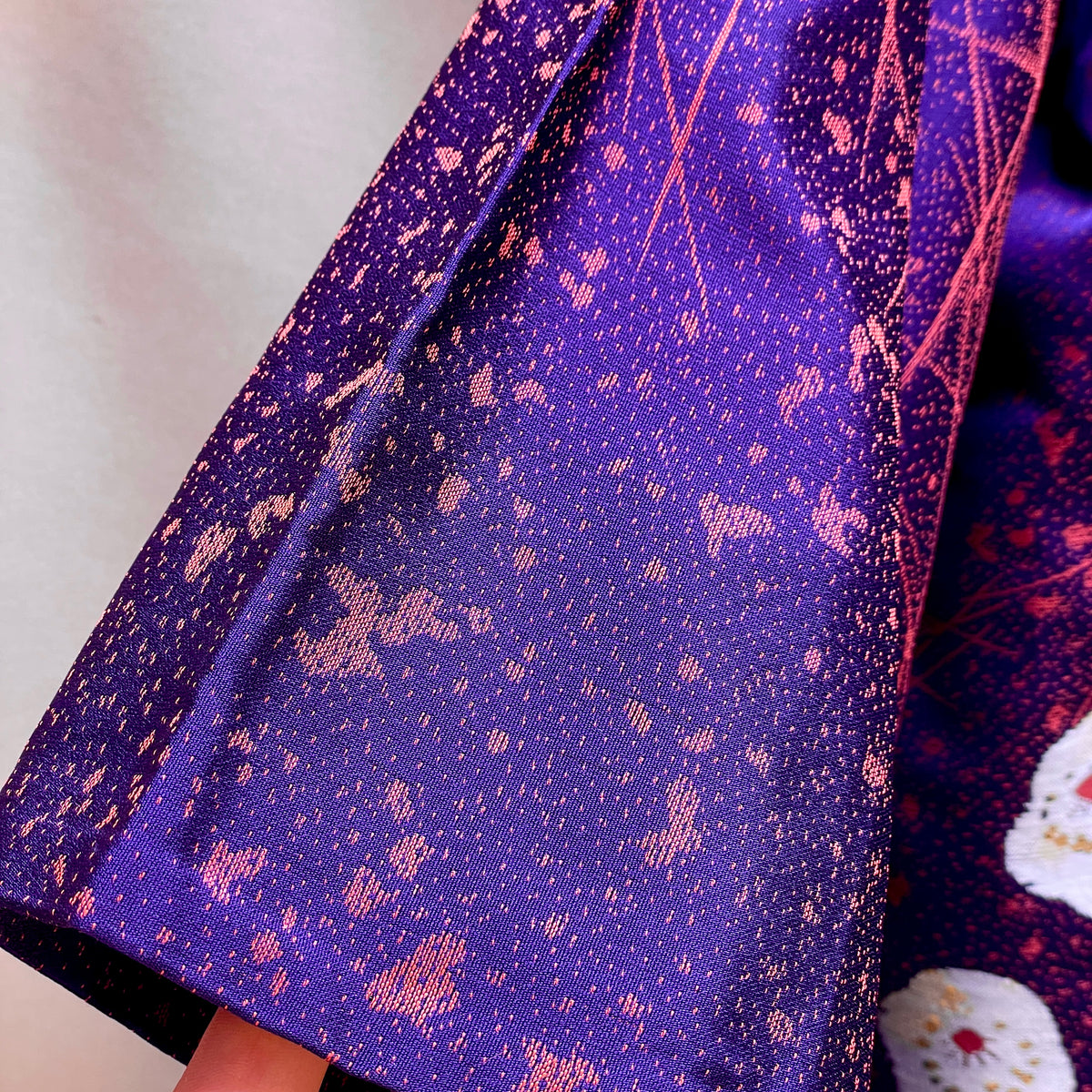 Haori Jacket Deep Purple Jacquard with Plum Flowers