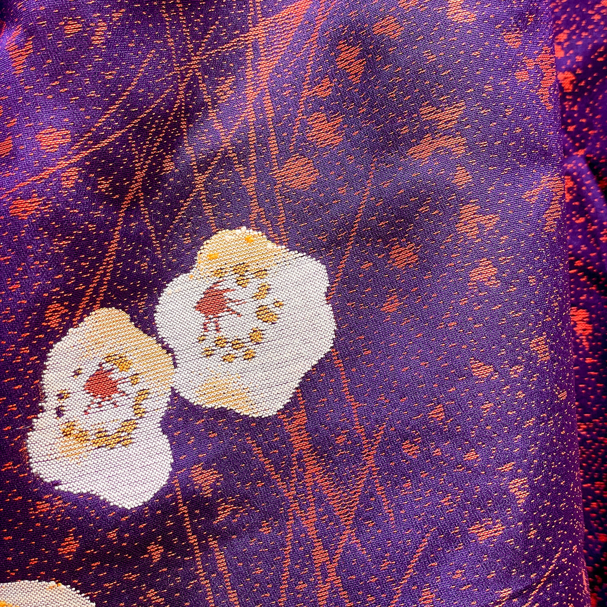 Haori Jacket Deep Purple Jacquard with Plum Flowers