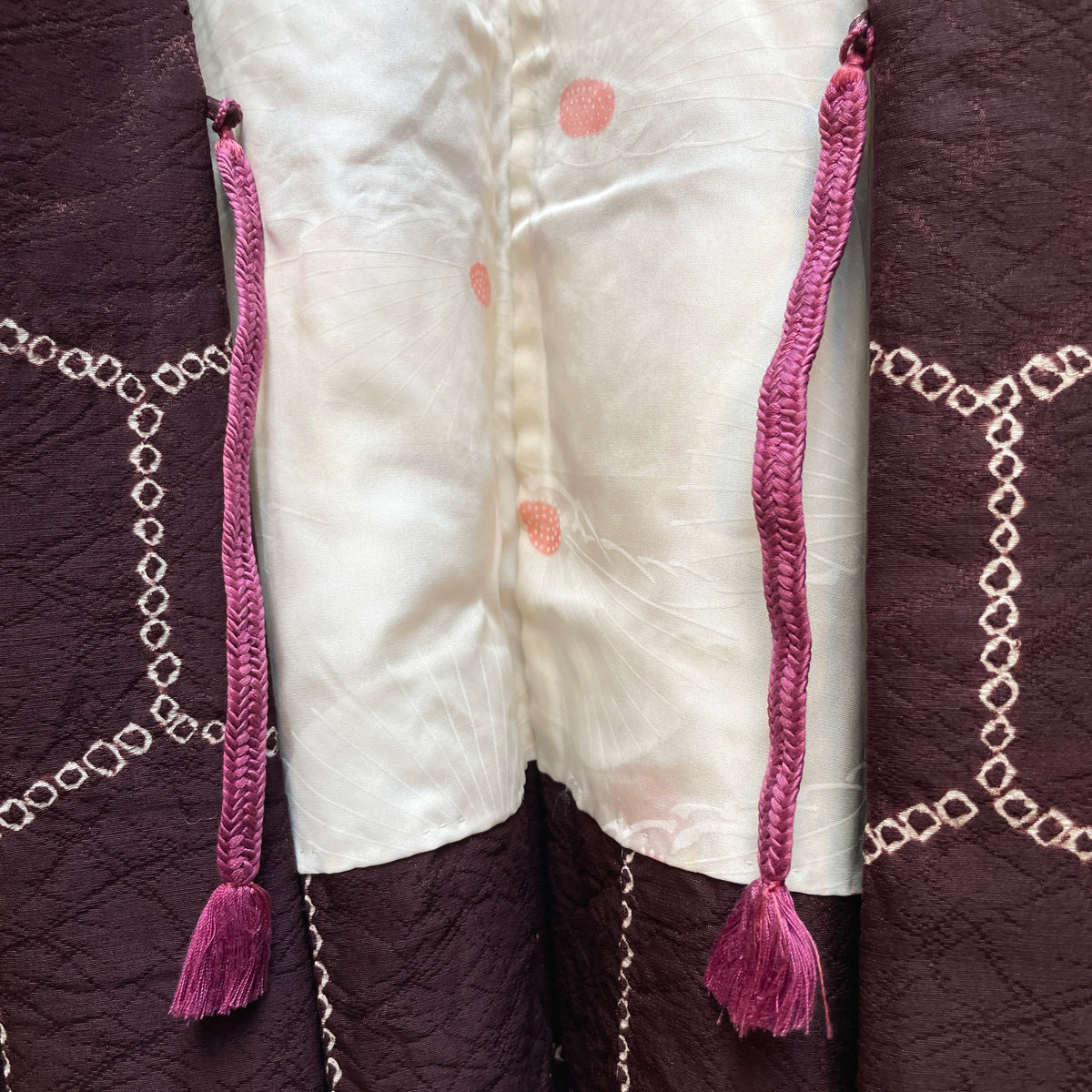 Haori Jacket Deep Brown Silk with Shibori Technique Patterns