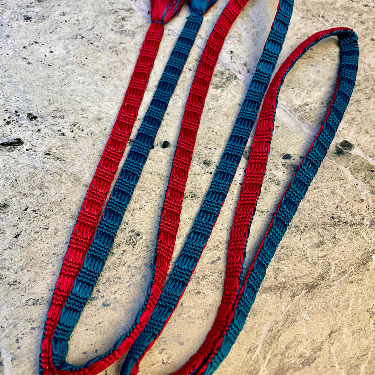 Obijime Belt Flat Red and Blue in Silk