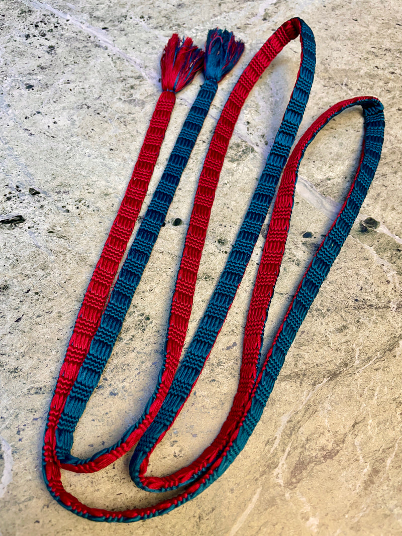 Obijime Belt Flat Red and Blue in Silk