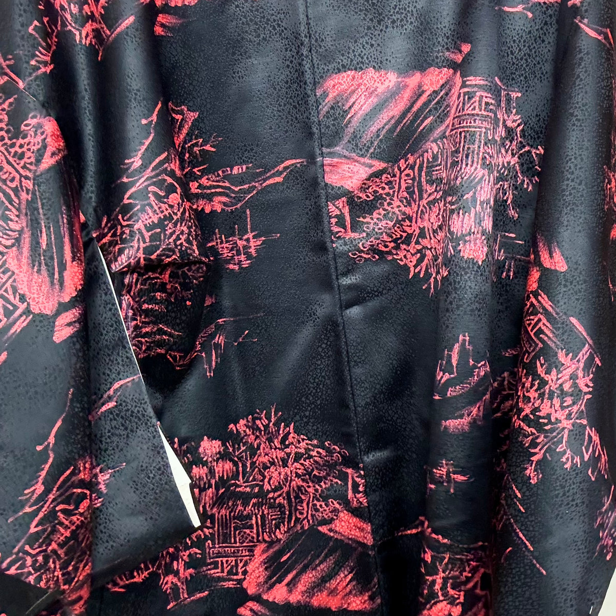 Haori Black with Pink Japanese Houses in Silk