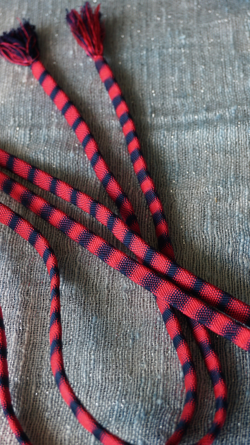 Obijime Flat Stripes Pink Navy in Silk