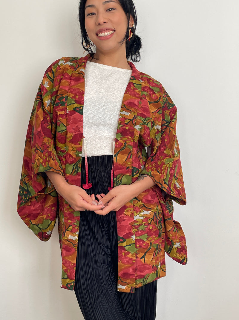 Haori Painted Red Autumn Momiji