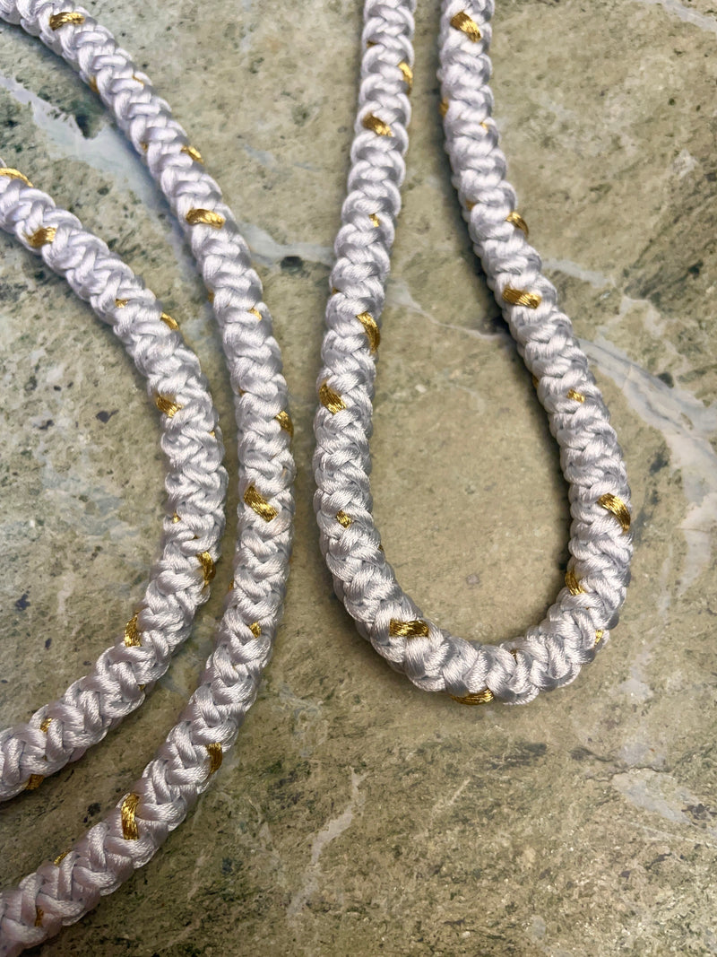 Obijime Round Braided Pale Blue with Gold in Silk