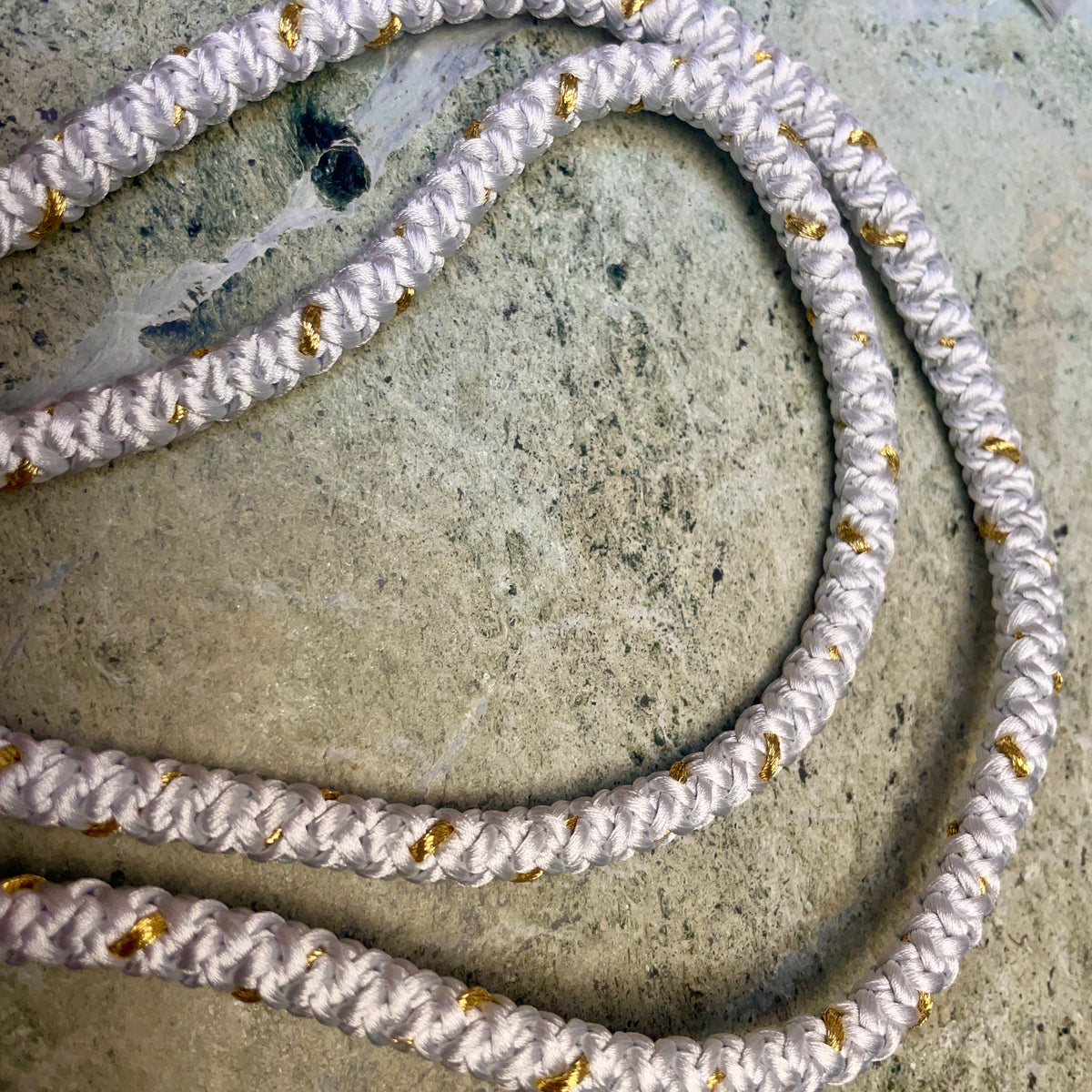 Obijime Round Braided Pale Blue with Gold in Silk