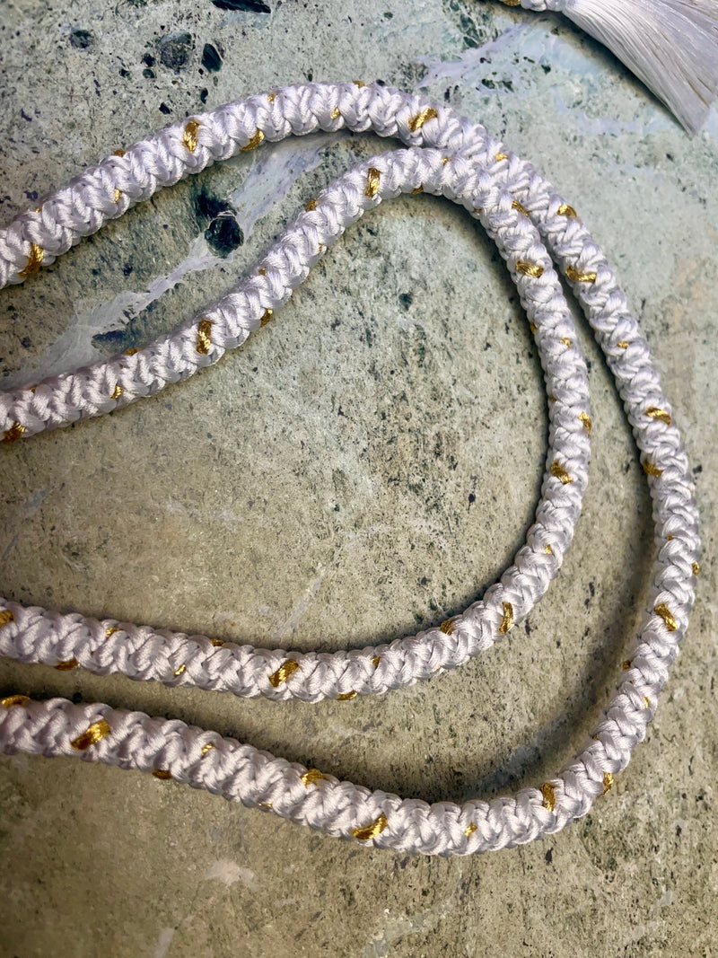 Obijime Round Braided Pale Blue with Gold in Silk